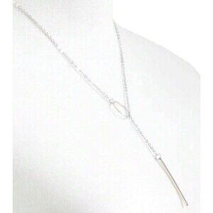 Unique Silver Bar & Circle Necklace New